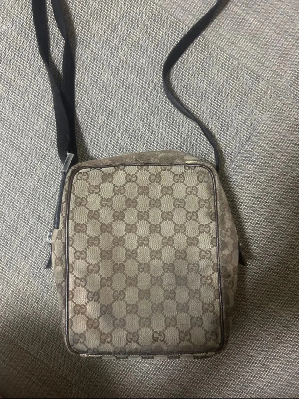 Gucci Beige and Brown GG Monogram Messenger Crossbody